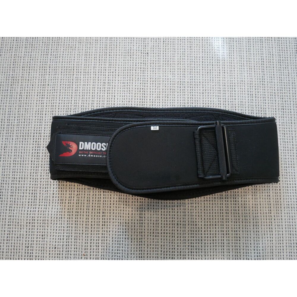 DMoose Weightlifting Belt Black Padded Back Support Gym Velcro Needs Repair